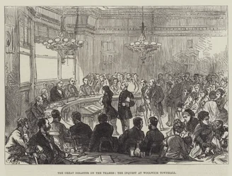 Die große Katastrophe auf der Themse, die Untersuchung im Rathaus von Woolwich